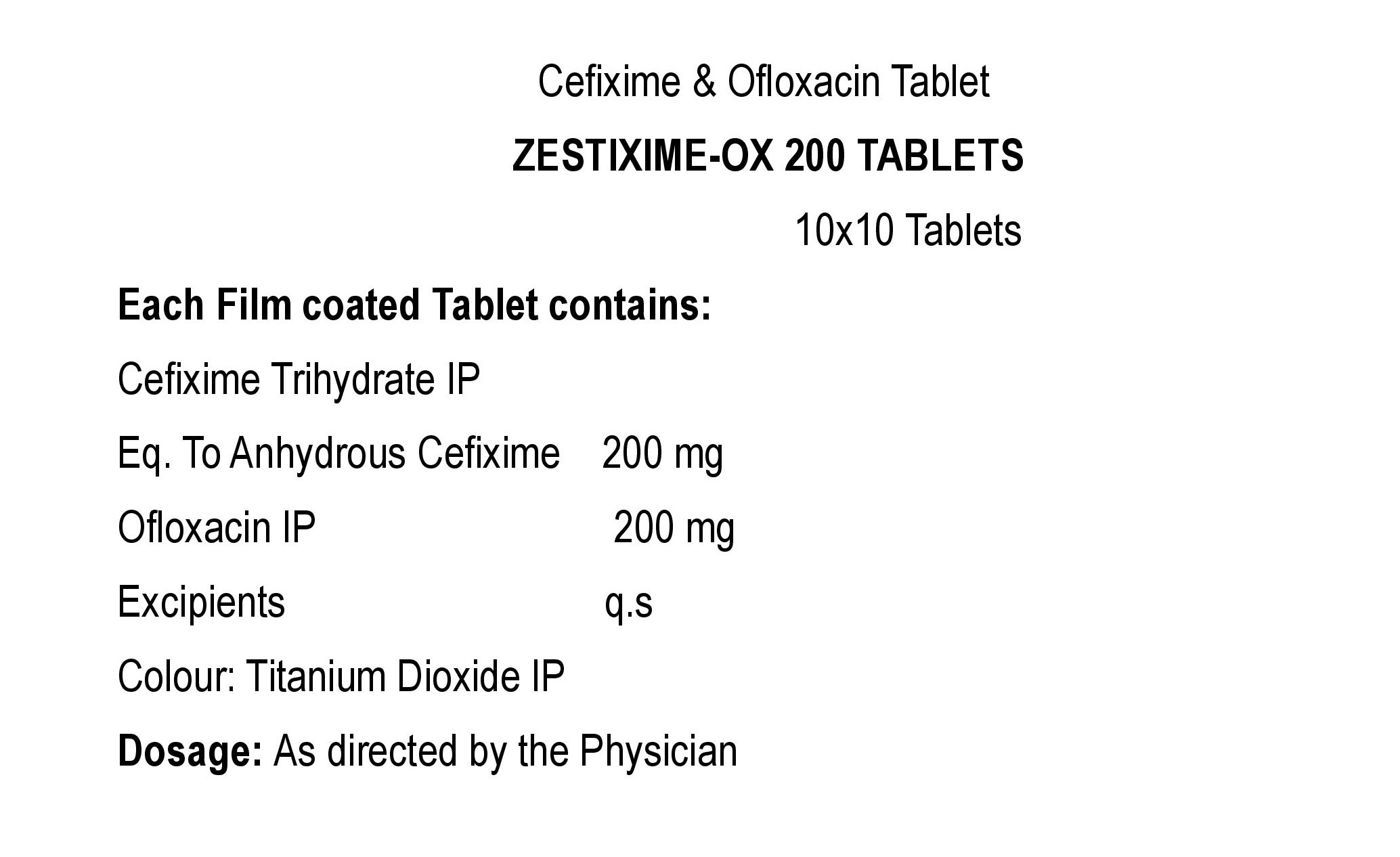 ZESTIXIME - OX 200 TABLET